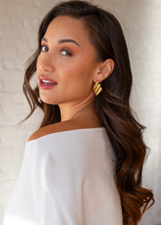 Luxe Gold Triple Stacked Statement Earrings