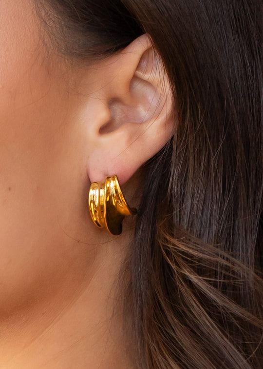 Luxe Gold Curved Statement Earrings