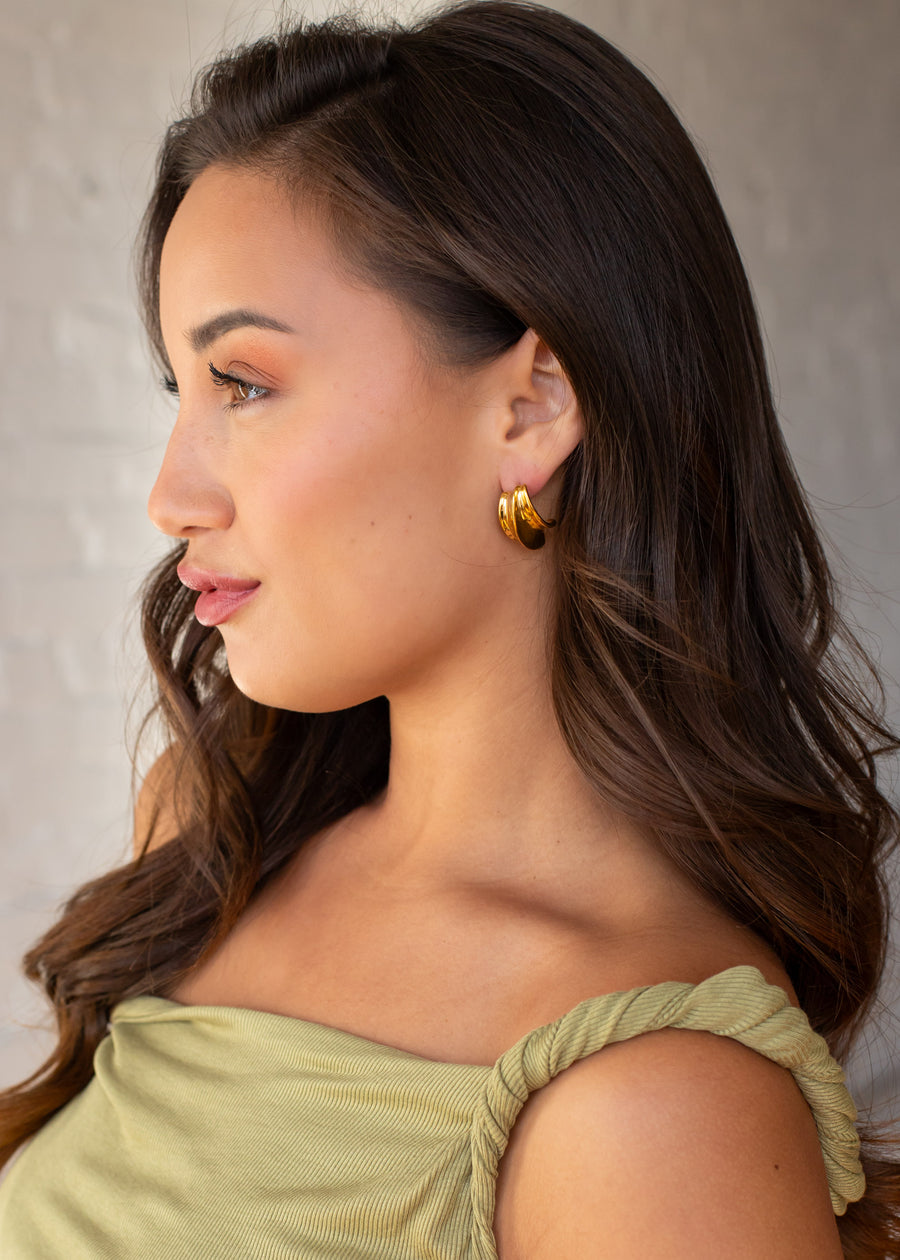 Luxe Gold Curved Statement Earrings