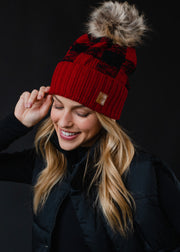 Ruthie Plaid Pom Hat