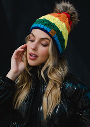 Dreamers Rainbow Pom Hat