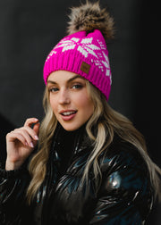 winter pom hat pink