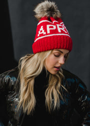 Hit The Slopes Pom Hat - Red