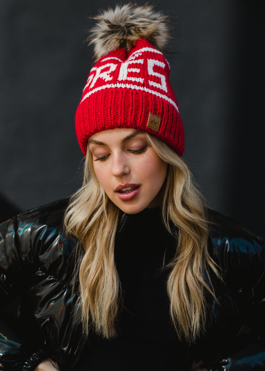 Hit The Slopes Pom Hat - Red