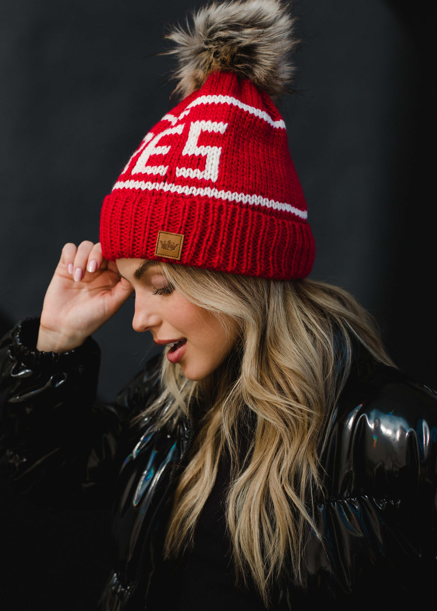 Hit The Slopes Pom Hat - Red