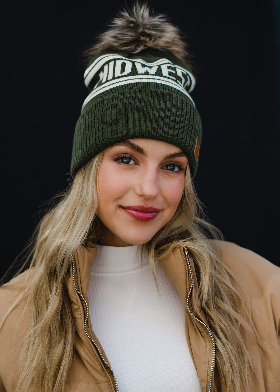 midwest olive knit hat