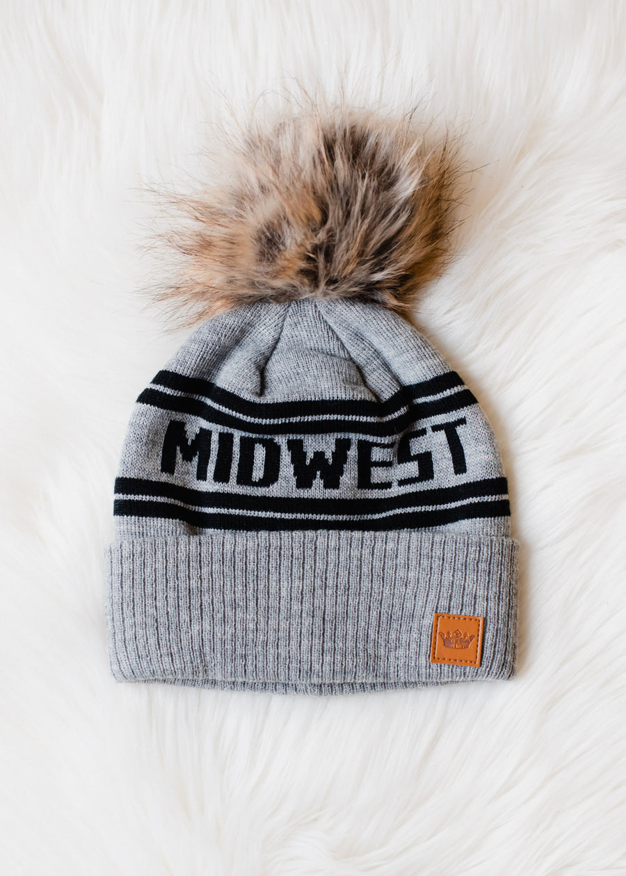 grey midwest hat with pom