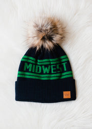 midwest pom hat navy and green