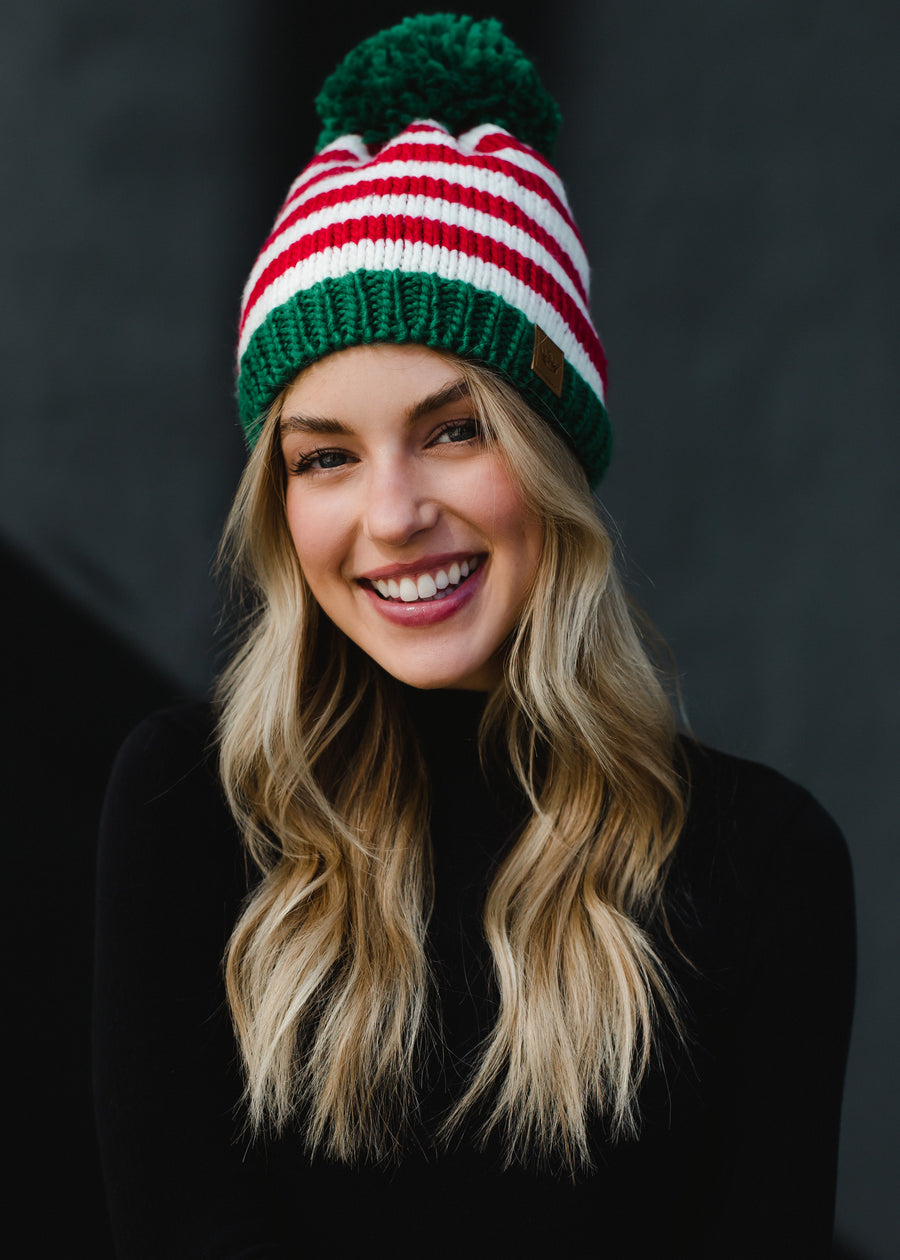 christmas colors knit hat
