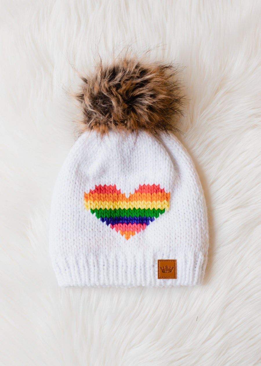 pride knit rainbow hat