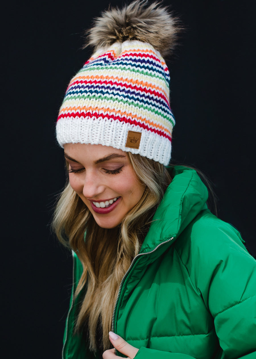 Calypso Striped Pom Hat