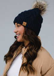 crown patch navy knit hat
