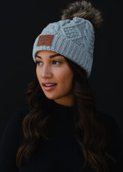 Whiskey Weather Patch Pom Hat - Gray