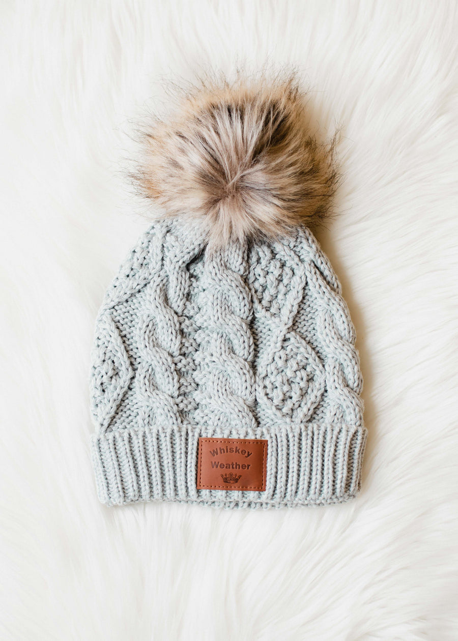 Whiskey Weather Patch Pom Hat - Gray