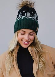 tree print winter pom hat