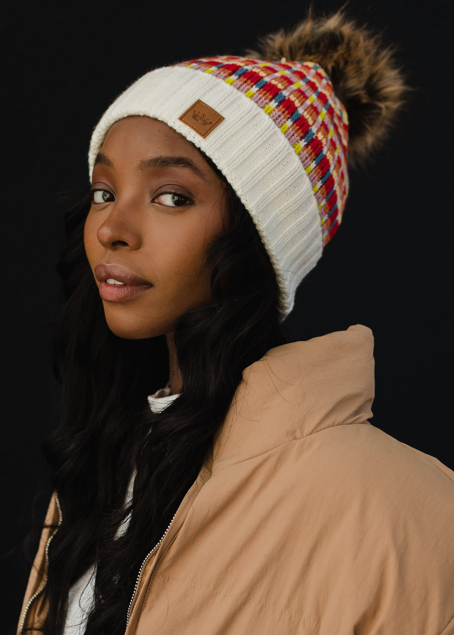 Merrick Patterned Pom Hat