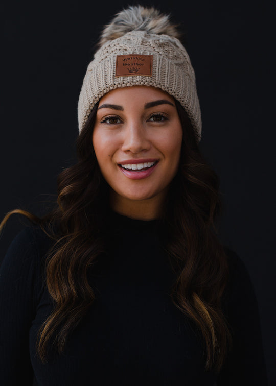 Whiskey Weather Patch Pom Hat - Tan