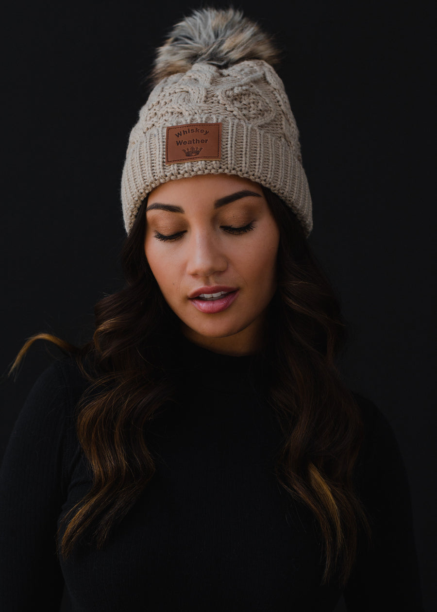 Whiskey Weather Patch Pom Hat - Tan