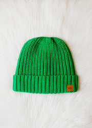 womens green winter rolled cuff hat