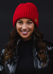 womens red beanie