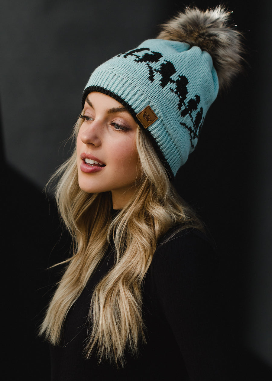 knit hat with birds on it