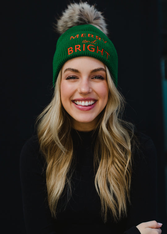 Merry & Bright Pom Hat - Green