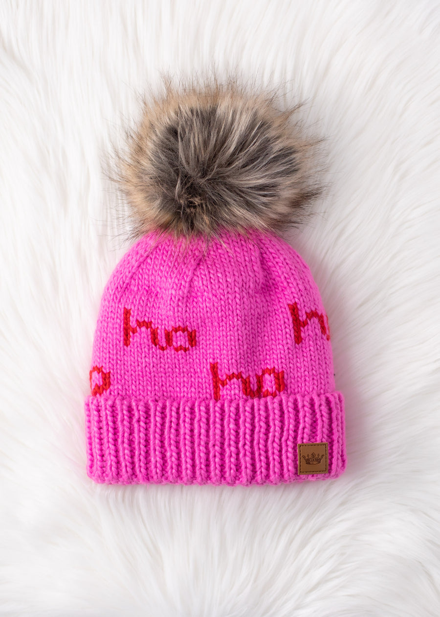 Pink Ho Ho Ho Pom Hat