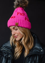 Pink Ho Ho Ho Pom Hat