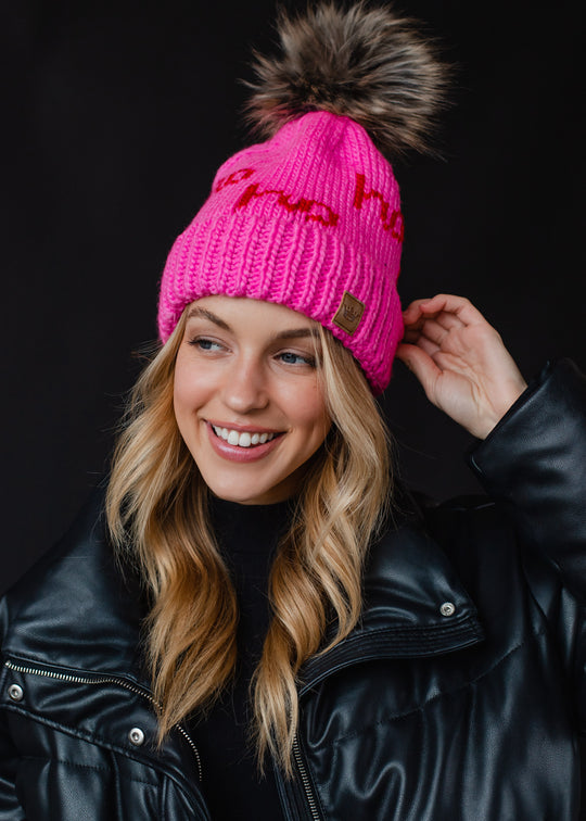 Pink Ho Ho Ho Pom Hat