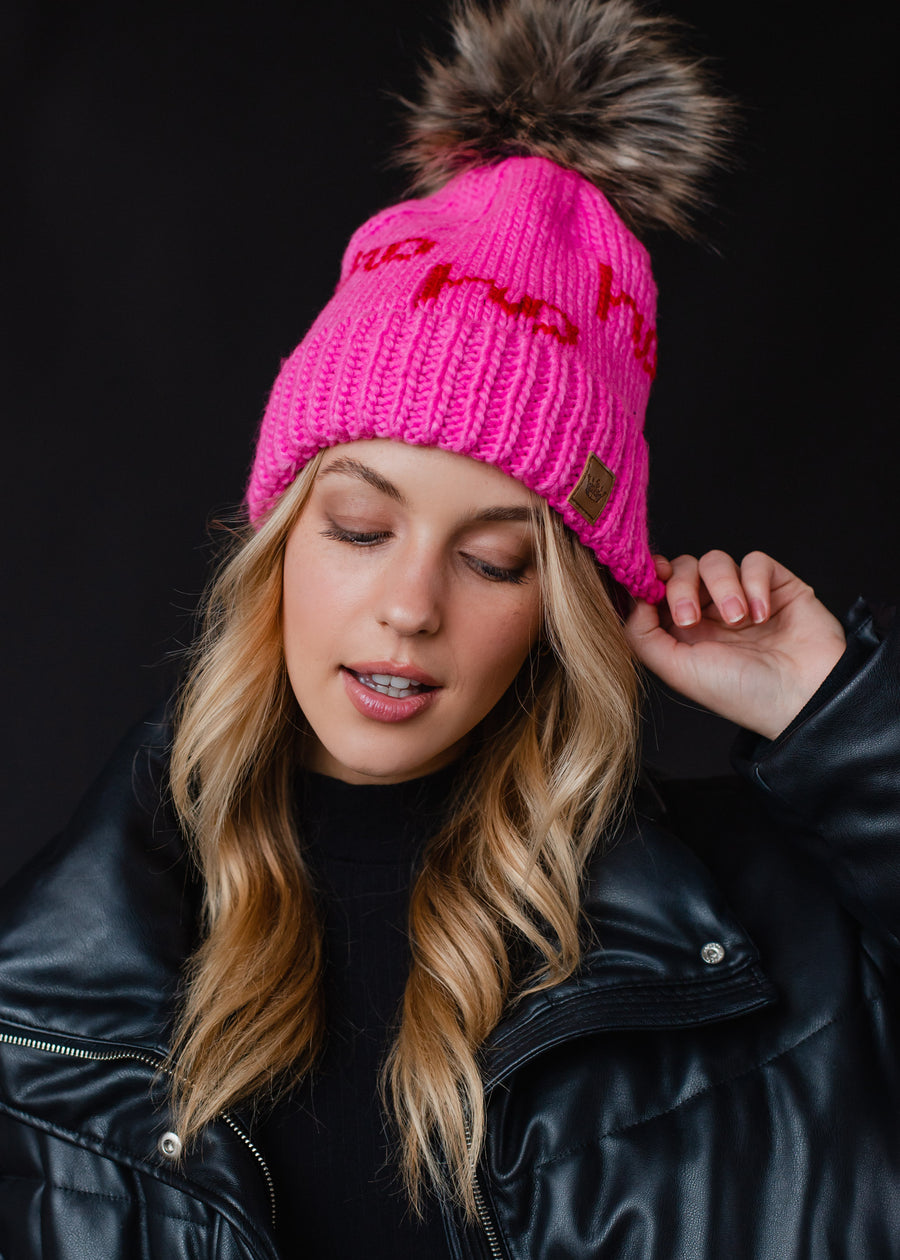 Pink Ho Ho Ho Pom Hat