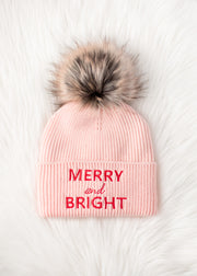 Merry & Bright Pom Hat - Blush