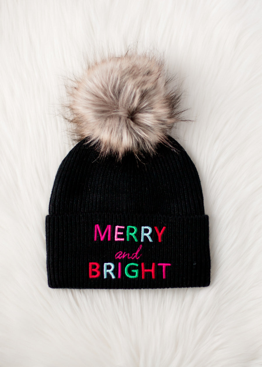 Merry & Bright Pom Hat - Black