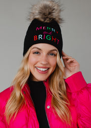 Merry & Bright Pom Hat - Black