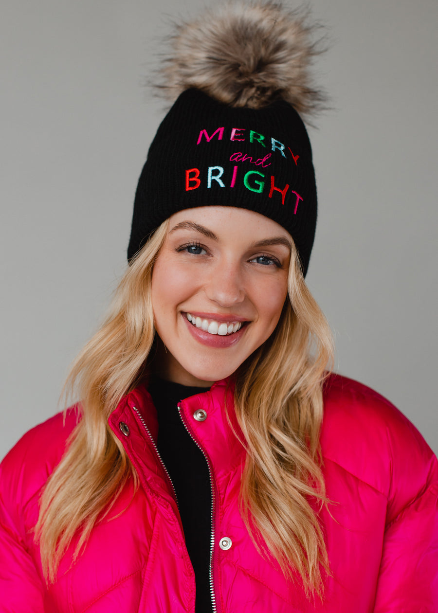 Merry & Bright Pom Hat - Black