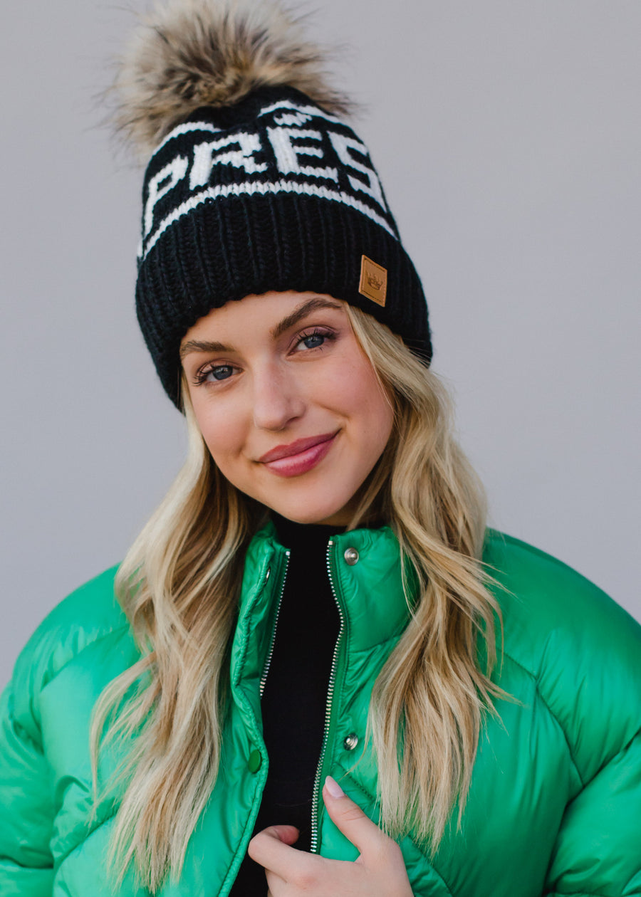 Hit The Slopes Pom Hat - Black