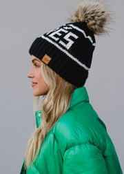 Hit The Slopes Pom Hat - Black