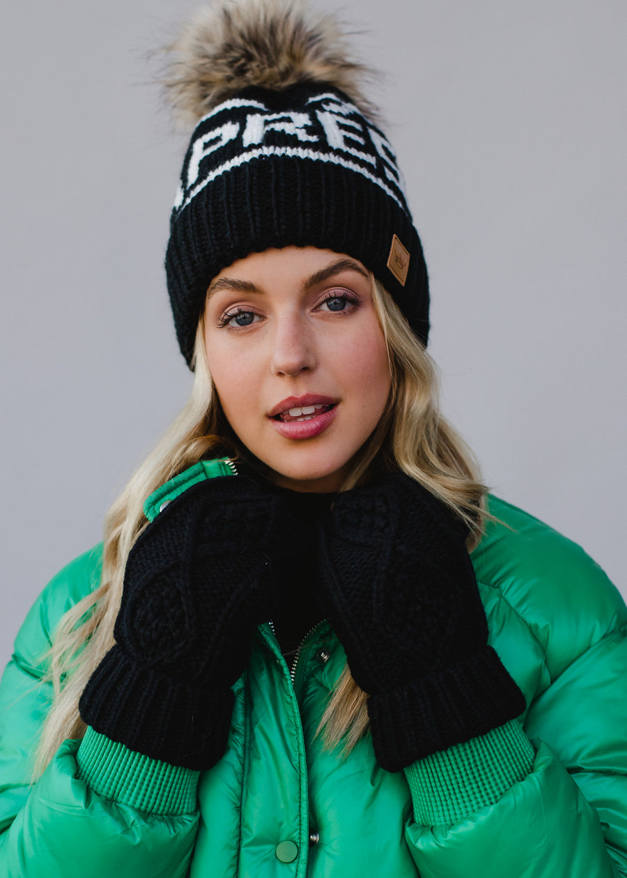 Hit The Slopes Pom Hat - Black