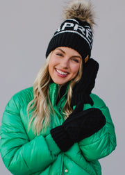 Hit The Slopes Pom Hat - Black