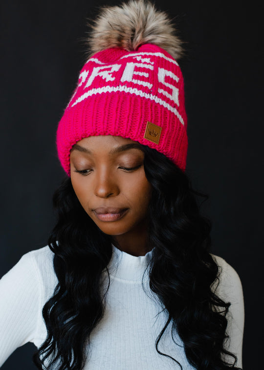 Hit The Slopes Pom Hat - Pink