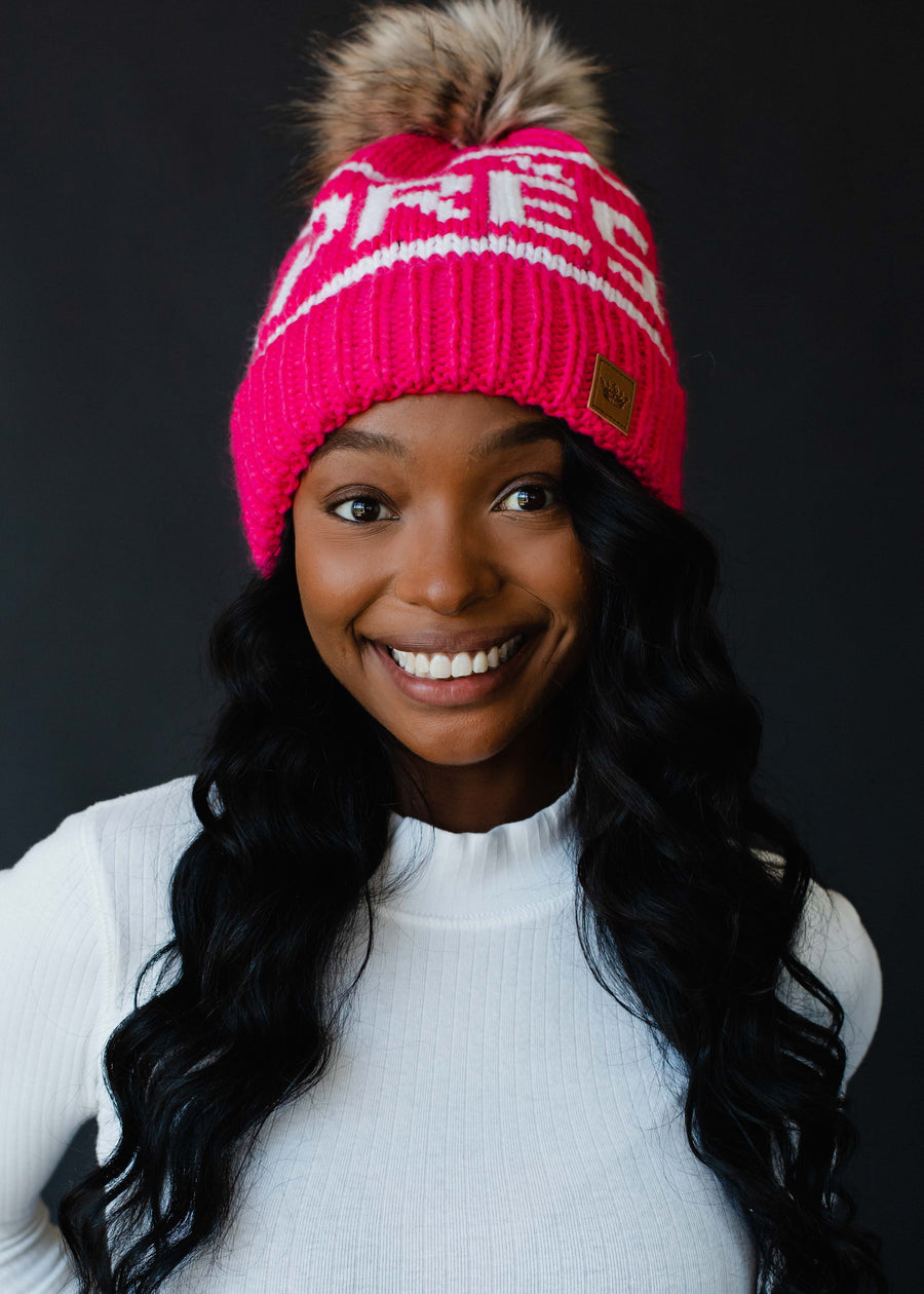 Hit The Slopes Pom Hat - Pink