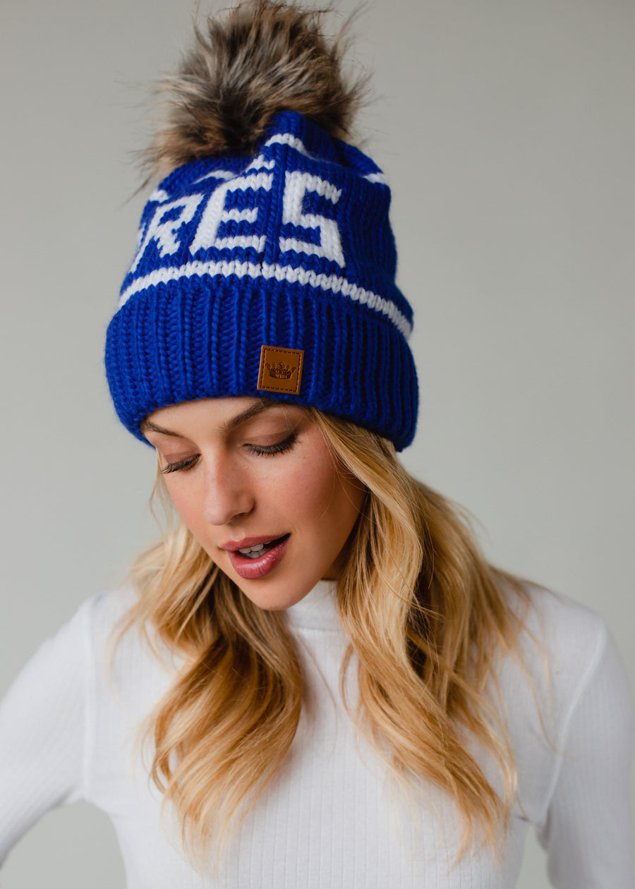 Hit The Slopes Pom Hat - Blue