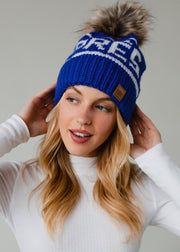 Hit The Slopes Pom Hat - Blue