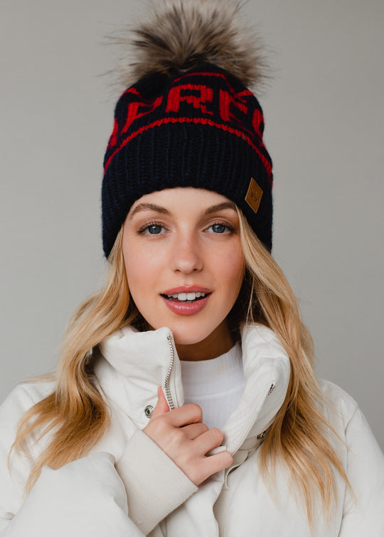 Hit The Slopes Pom Hat - Navy