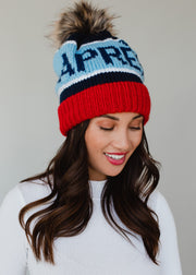 At The Chateau Pom Hat - Red & Navy