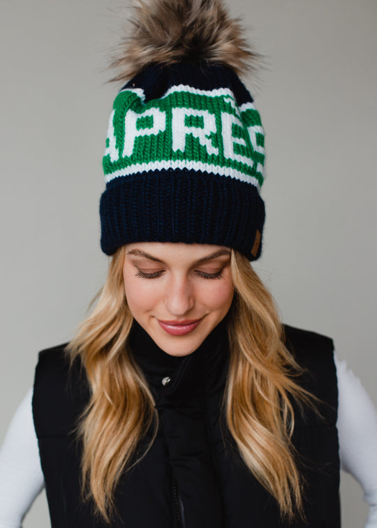 At The Chateau Pom Hat - Navy & Green