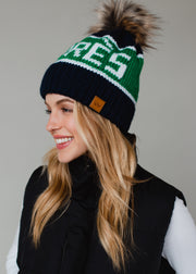 At The Chateau Pom Hat - Navy & Green