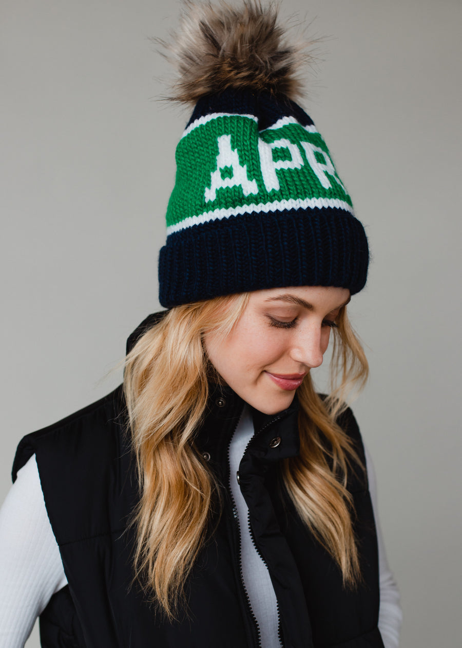 At The Chateau Pom Hat - Navy & Green