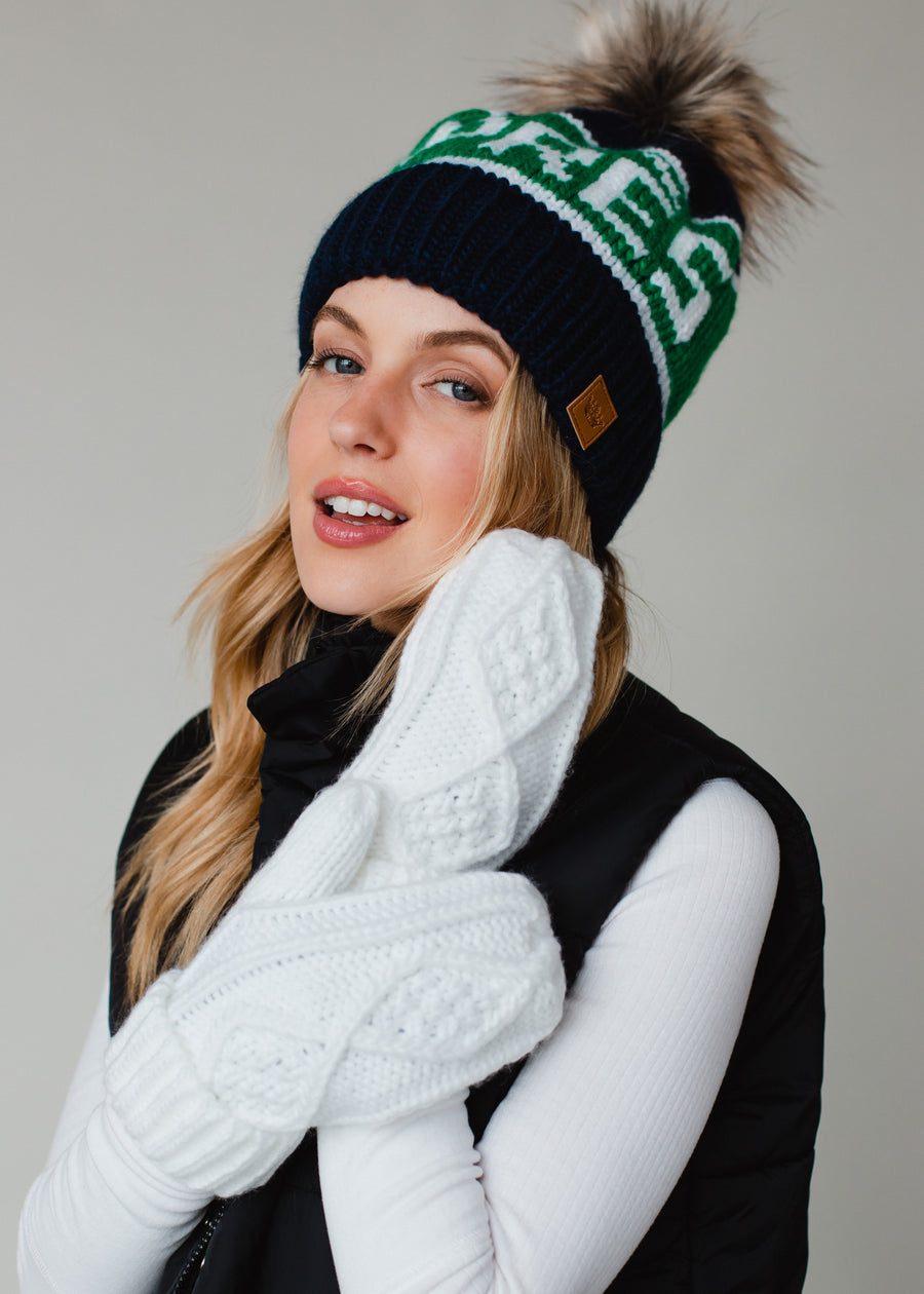 At The Chateau Pom Hat - Navy & Green