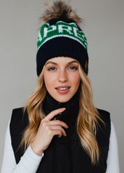 At The Chateau Pom Hat - Navy & Green