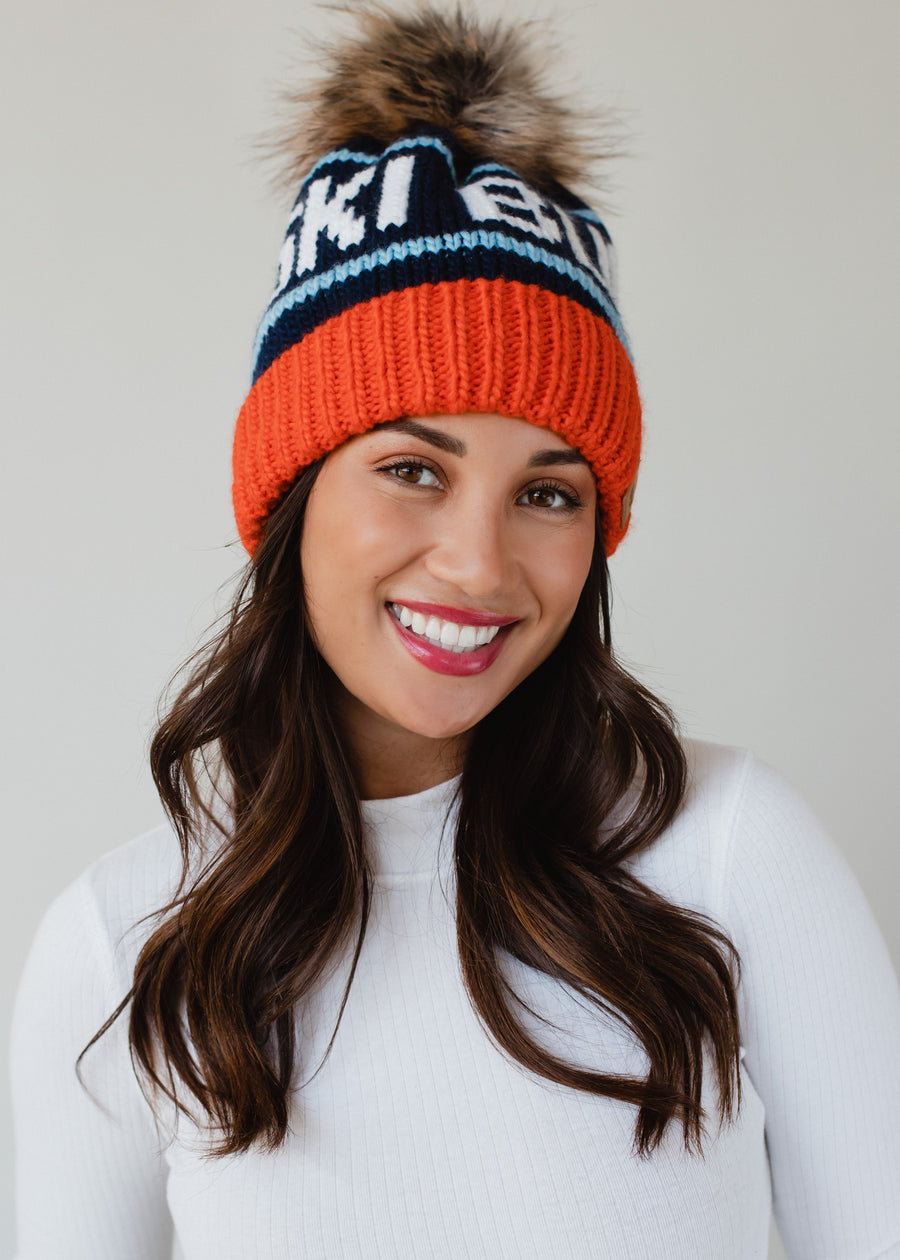 Ski Bum Pom Hat - Orange